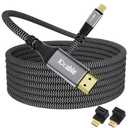 USB C to HDMI Cable 50 FT, 4K Type-C to HDMI Braided Cord, [Thunderbolt 3/4 Compatible], for iPhone 15 Series, MacBook Pro/Air, iPad Pro, Galaxy S23, Note 20, Surface, Dell, HP, with 2 HDMI Adapters (50 Feet)