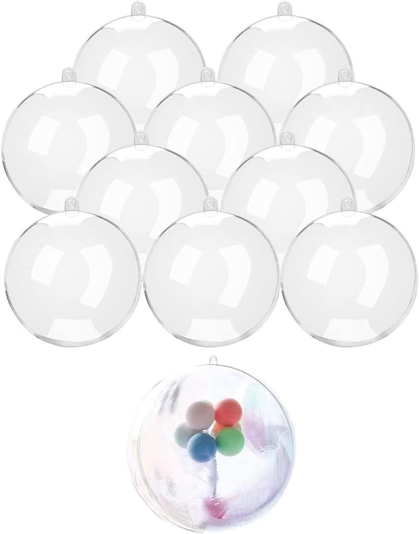 10 Pcs Filling Transparent Plastic Decorative Call DIY Craft Ball Transparent Ball Christmas, Birthday, Wedding, Party and Home Decoration Ornaments ((3.94"/100mm))