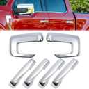 AUCERAMIC Chrome Mirror Caps +Door Handle Covers for Ford F150 2021 2022 2023 2024 2025