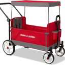 Radio Flyer Stroller Wagon with 5-Point Harnesses, Rear Brake, and Push Pull Handle, Red