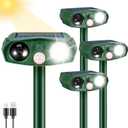 4Pack Ultrasonic Cat Repellent Outdoor Solar Animal Repellent with Motion Detection Waterproof Animal Deterrent with Flash Light Deer Repellent Devices Squirrel Rabbit Skunk Repellent for Yard 2025