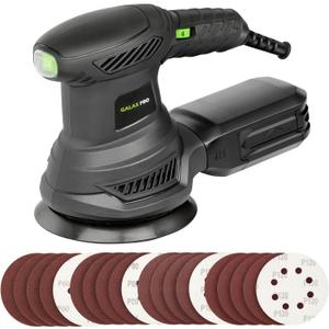 GALAX PRO 2.5A Rotary Orbital Sander, 300W Electric Orbital Sander with 6 Various Speeds 6000-13000RPM,4.9-Inch with 20PCS Sandpapers,1 dust canister,Fit for Woodworking, Sanding, Polishing