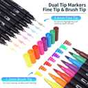 Swemos Markers for Adult Coloring Book, 120 Colors Art Markers Set Dual Tip Brush Pen, Coloring Markers Fine Point Kids Artist Drawing Paintings Diaries Journaling Art projects Art Supplies with Case