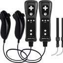 TechKen 2 Pack Wii Controllers with Wii Motion Plus Inside | Shock Wii Nunchuk Controller | Compatible Nintendo Wii, Motion Plus Wii Controller