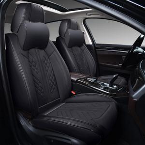 GXT Deluxe Faux Leather Full Coverage Car Seat Cover Anti-Slip Universal Fits for Sedans SUV Pick-up Truck with Headrests,Interior Accessories(Black)