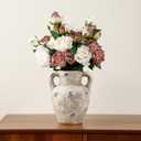 Rustic Ceramic Vase Farmhouse Vase for Home Decor, Large Terracotta Decorative Flower Vases for Pampas Grass, Flowers, Living Room, Kitchen, Table Centerpiece, Shelf, 8.66 Inch Tall (Rustic White)