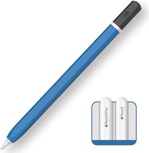 TRONWIN Apple Pencil Pro case,Classic Pencil Design Cover,Silicone Apple Pencil 2nd Generation case,Perfect Grip Apple Pencil Pro Sleeve (Blue)