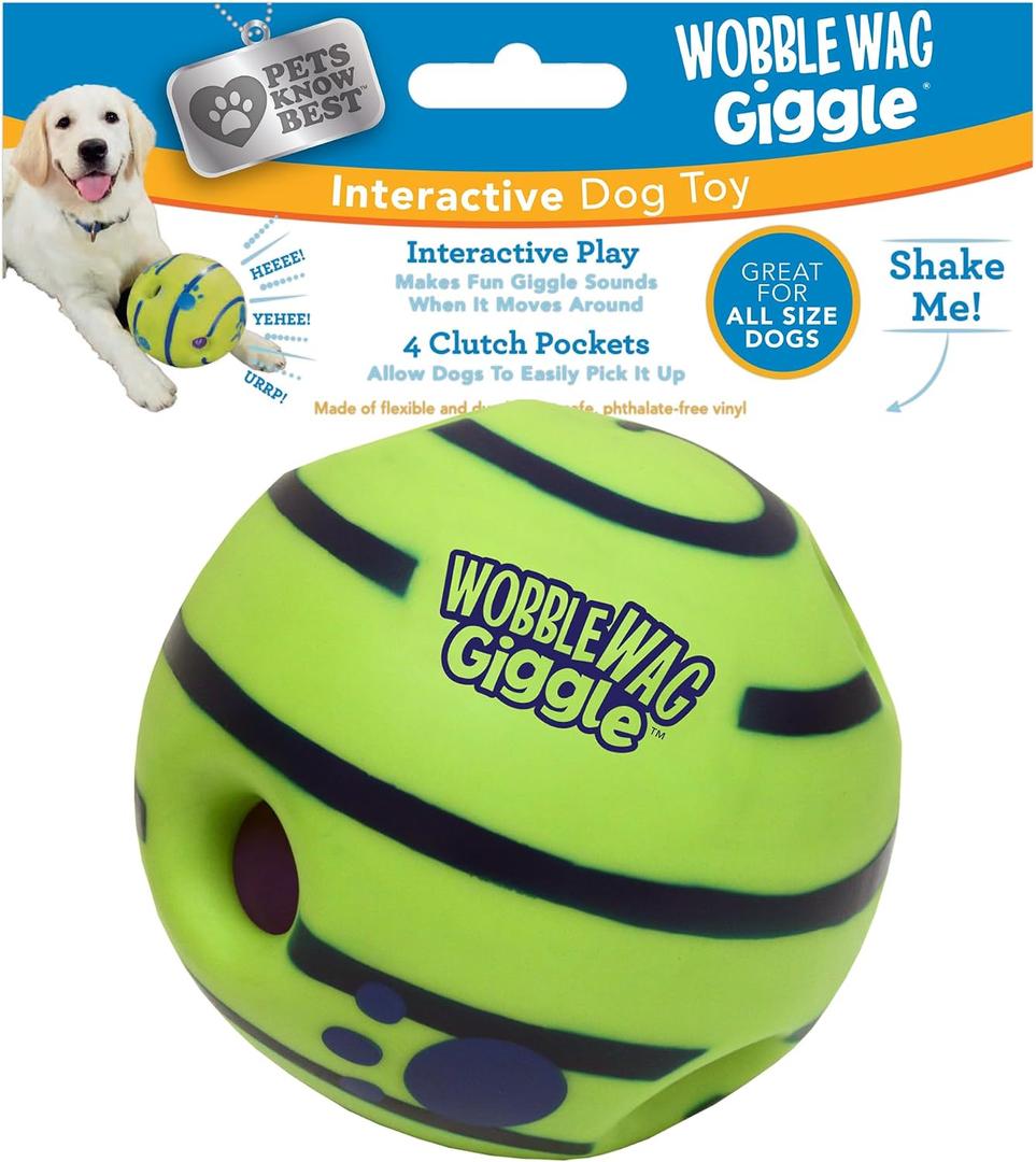 Wobble Wag Giggle Ball, Interactive Dog Toy, Fun Giggle Sounds When Rolled or Shaken, Pets Know Best