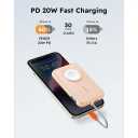 VEGER Portable Charger for iPhone with Built in Cable, 5000mAh Mini Power Bank Battery Pack, PD 20W Fast Charger Travel Accessory Compatible with iPhone 15/14/13/12/Pro Max, Apple Watch Series-Pink