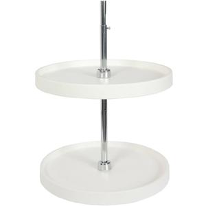 Knape & Vogt Plastic Lazy Susan Organizer, 2-Tier Lazy Susan for Cabinet, Full-Round 20-Inch Polymer Spice Turntable, White