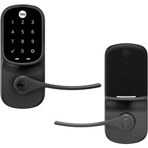 Yale Assure Lever Entry Door Handle with Keypad, Black Suede Smart Door Lock with Handle, Back-Up Key, and Z-Wave, YRL226-ZW2-BSP