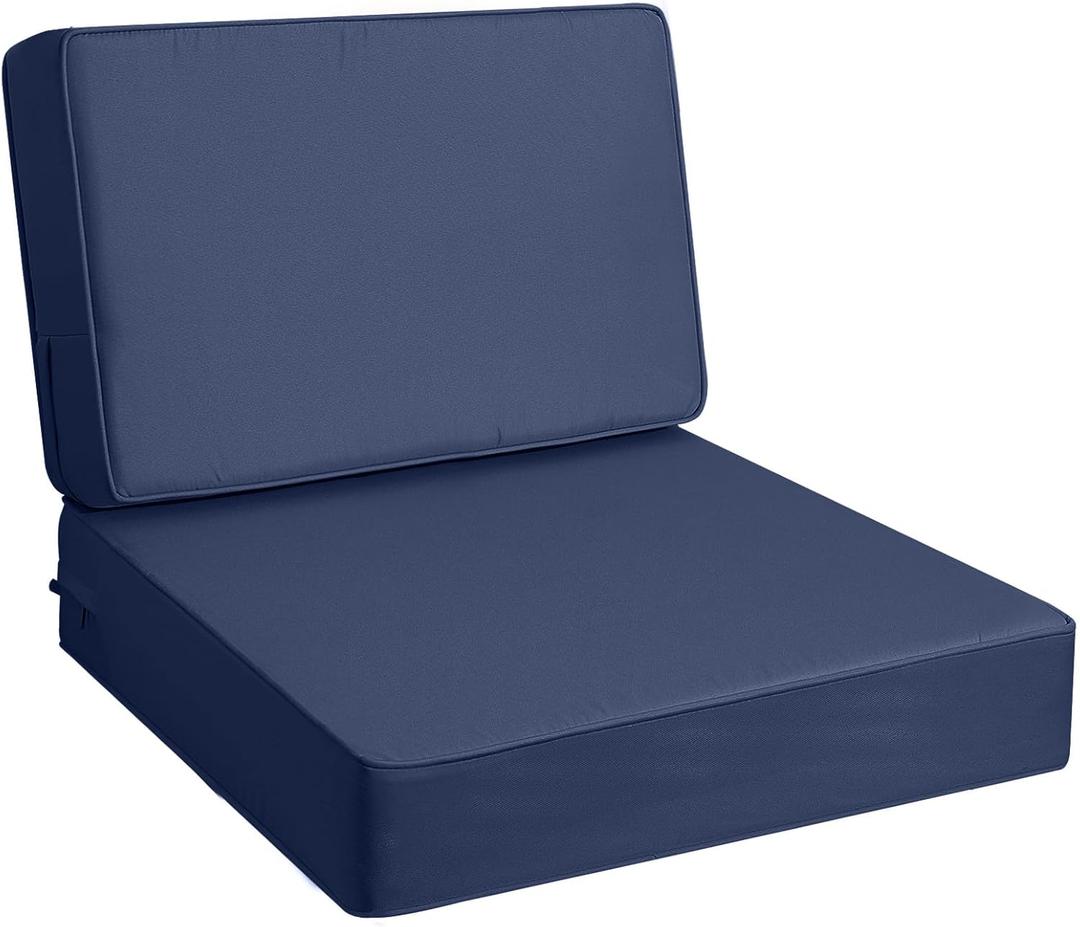 AAAAAcessories Outdoor Deep Seat Cushions, Foam Pillow, Fade-Resistant, Waterproof Patio Furniture Replacement Cushions, 24" x 24" x 5", Navy Blue (24x24-19'' Mid Back-1 Count)