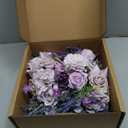 TINGE TIME 7 Inch Artificial Flowers Wedding Bouquets for Bridesmaid, Set of 4, Lavender Bride Tossing Bouquet for Rustic Wedding Ceremony Bridal Shower Rehearsal Dinner Vintage Party