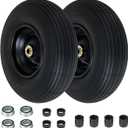 4.00-6 Pneumatic Tire, 13'' Tire and Wheel 330LB Load Capacity, 5/8” & 3/4” Bearings Included, 3.74"-4.74"-6.74"-7.74" Adjustable Centered Hub, for G orilla Carts, Dolly, Hand Trucks, 2 Pack, 13x4.00-6_pneumatic_2pc