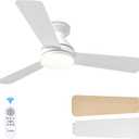 Amico Ceiling Fans with Lights, 42 inch Low Profile Ceiling Fan with Light and Remote Control, Flush Mount, Reversible, 3CCT, Dimmable, Noiseless, White Ceiling Fan for Bedroom, Indoor/Outdoor Use