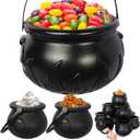 Halloween Decorations - 15 in 1 Black Cauldron Witch Cauldron Kettles Large Small Plastic Cauldron Halloween Pot Candy Bowl Holder for Halloweens& St. Patricks Day Party Favors Decor (9.8"/5.5"/2.7")
