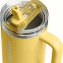 STANLEY Quencher ProTour Flip Straw Tumbler with Leakproof Lid 40 oz | Built-In Straw & Handle | Cupholder Compatible for Travel | Insulated Stainless Steel Cup | BPA-Free | Daffodil