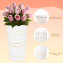 10" Tall Flower Buckets Metal Vase - Pack of 5 Rustic Farmhouse Centerpiece Vases for Table with Handles, Wedding Home Table Decor, Farmhouse White Flower Bar Bucket Holder