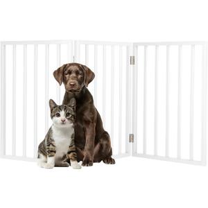 Pet Gate - 3-Panel Indoor Foldable Dog Fence for Stairs, Hallways or Doorways - 50x10x64.5cm-Inch Retractable Wood Freestanding Dog Gates by PETMAKER (White)