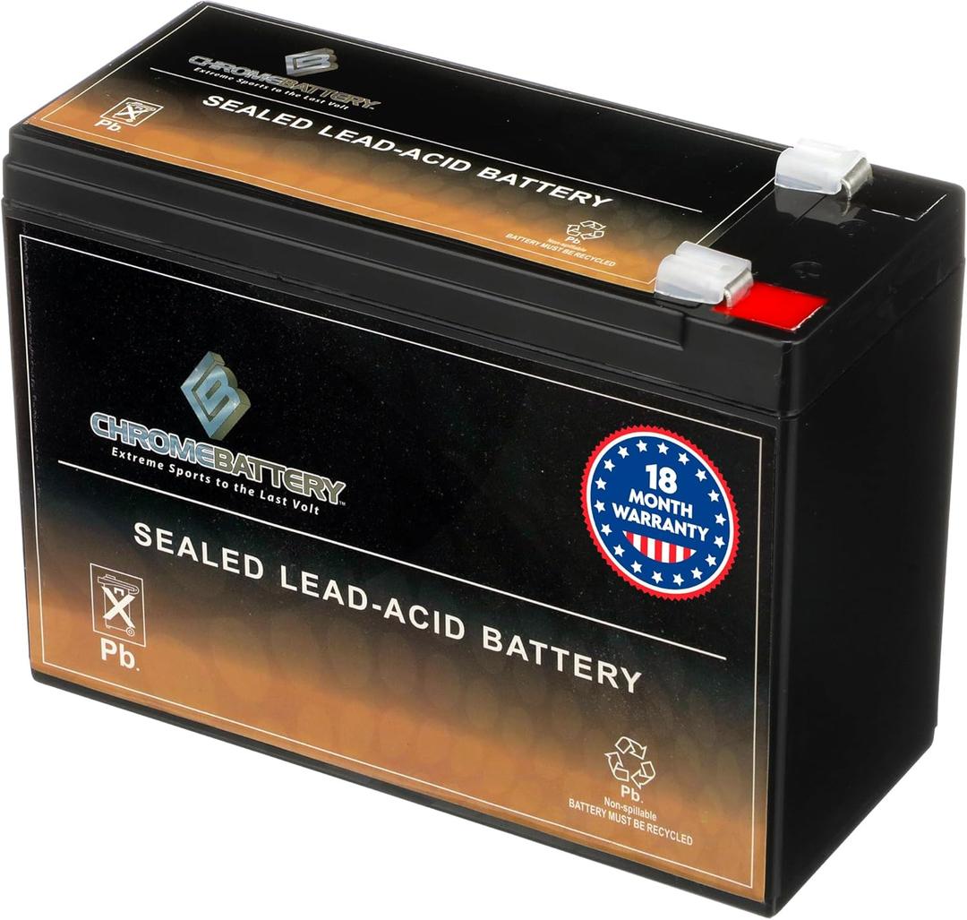 CB CHROMEBATTERY 12V 10Ah SLA Battery  Rechargeable Power for Alarm Systems, Emergency Lights, Toys, Scooters, Solar Backup & More  F2 Spade Terminal  Sealed Lead Acid Deep Cycle Design