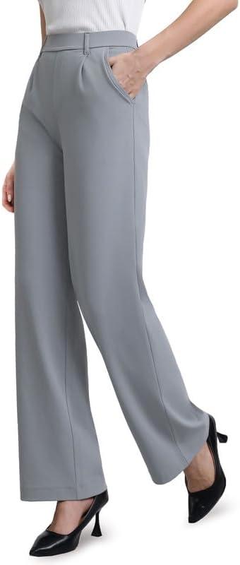 ESOFT Womens Dress Pants 27"/29"/31 Business Work Pants Wide Leg Pull On High Waisted Casual Stretchy Trousers Pockets