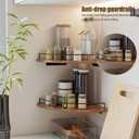 Corner Floating Shelves, Rustic Brown Wood, Set of 2, Wall Mount Storage with Guardrail for Bathroom Kitchen Living Room