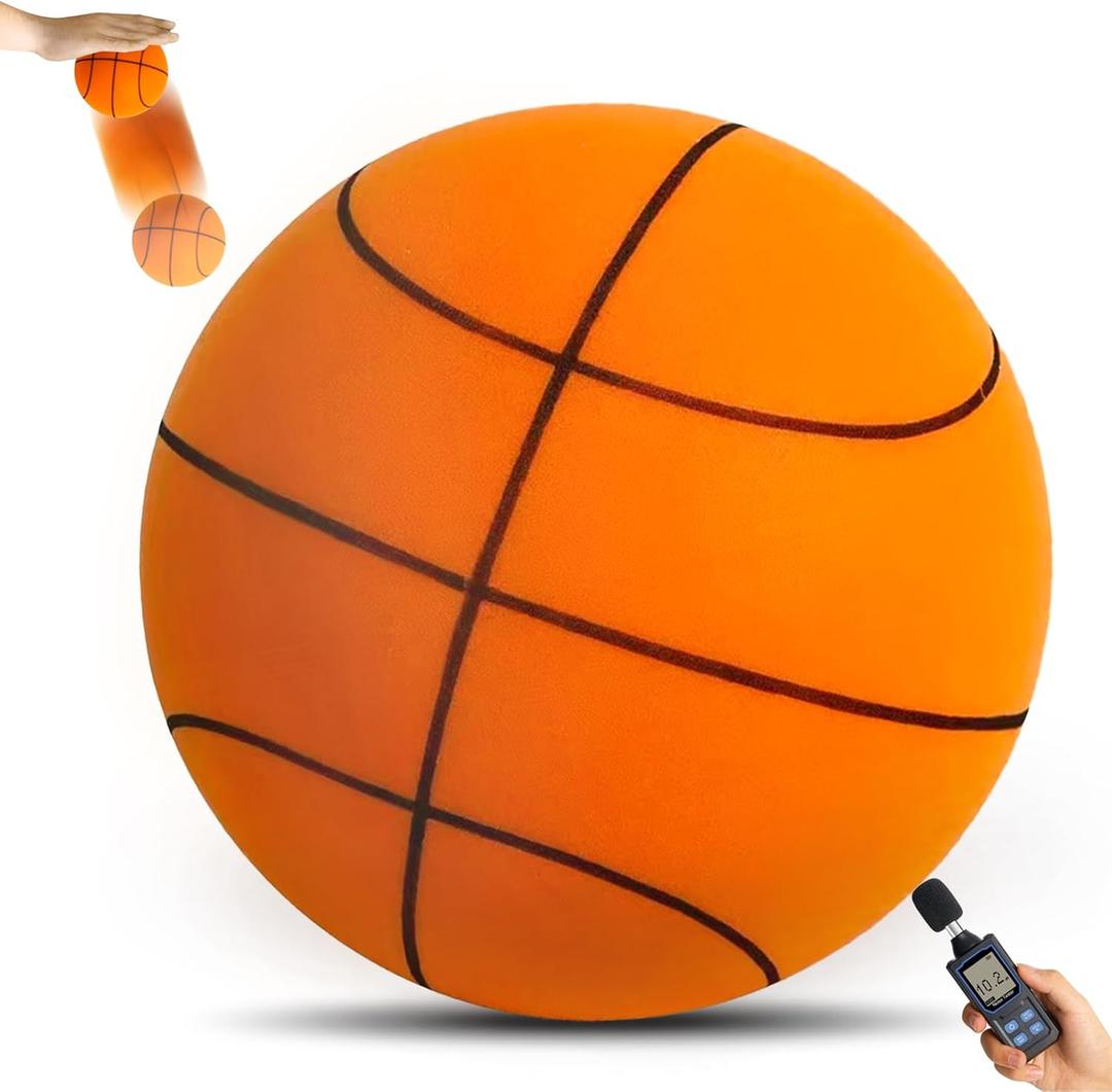 Silent Basketball Size 7 (29.5"), Soft Foam Indoor Basketball for Quiet Dribbling and Training, Grooved Airless Pro PU Foam Ball, Soundless Indoor Activities