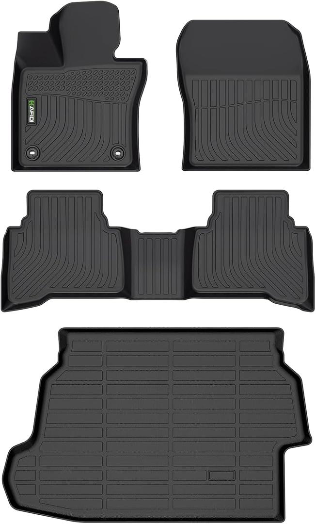 HAFIDI Floor Mats & Cargo Liner Set Fit for 2023 2024 2025 2026 Toyota Prius & Prius Prime All Weather Protection TPE Anti-Slip Automotive Full Set Floor Liners Custom Accessories - Black