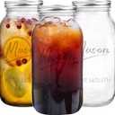 64 oz Mason Jar Wide Mouth,3 Pack Large Half Gallon Mason Jars with Airtight Lid,Big Glass Jars for Canning,Pickling,Fermenting,Storing