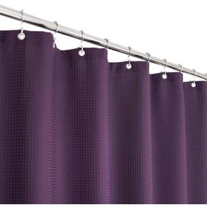 Waffle Weave Shower Curtain Hotel Luxury Spa, Black Heavyweight Fabric Shower Curtains for Bathroom, Washable & Water Repellent, Purple, 71x72 Inch