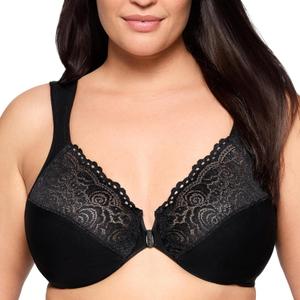 Glamorise Women's Wonderwire Front-closure Bra Underwire #1245 (42DD, Black)