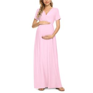 Xpenyo Maternity Maxi Dress Women Casual Wrap Long Baby Shower Pregnancy Dresses 2XL