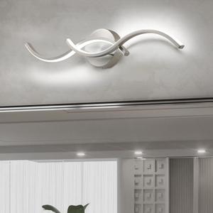 EDISLIVE Modern Wave LED Vanity Light Dimmable Modern Led Vanity Light Fixtures Linear Wall Sconce with Acrylic Strip Shade，24 in LED Vanity Lights for Bathroom Bedroom Makeup Living Room, Nickel