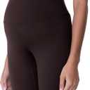POSHDIVAH Women's Maternity Leggings Over The Belly Pregnancy Yoga Pants Active Wear Workout Leggings, Dark Brown, Large