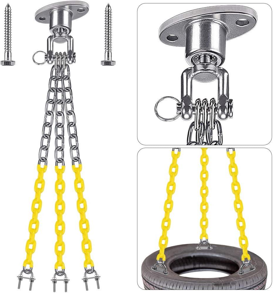 BeneLabel Tire Swing Chains Kit 360 Rotation Heavy Duty Swing Hanger with Coated Chains and Hooks Tire Swings Hardware Chain 700 LB Capacity