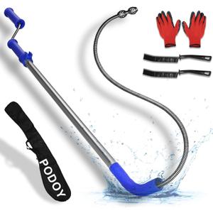 Toilet Auger 6FT - DIY Plumbing Snake Drain Cleaner Tool with Non-Scratch Silicone Protection Head, Rust-Resistant Steel & Ergonomic Grip,No Plumber Needed for Heavy Toilet Blockages