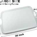 ECOIOU Extra Large Serving Tray with Handles, 20x13 inch, Set of 2 Melamine Platters for Serving Food, Turkey, Cookie, Rectangular Trays for Eating, Raised Dots Matt Finished, Dishwasher Safe, White