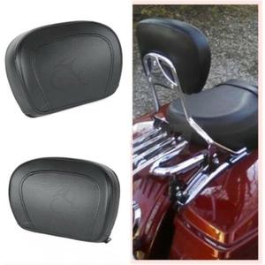Black Sissy Bar Backrest Pad Compatible with Harley Touring Road King Street Electra Glide FLH FLHX FLHT 1997-2020