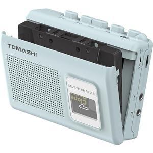 Portable Cassette Player Tape Recorder with Builtin Speaker,Microphone,Headphone Jack, 4.57 x 3.54 x 1.38inch (Blue)