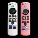 [ 2 Pack] Glow Silicone Cover Replacement for 3nd Gen. / 4K HD Streaming Remote Controller, Anti-Slip Washable Protective Case with Lanyard, Glowing in The Dark (White and Pink)
