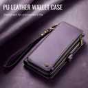 Defencase Compatible with iPhone 17 Case Wallet with RFID Blocking Card Holder for Women and Men, Fashion PU Leather Magnetic Snap Flip Zipper Strap Wallet Phone Case for iPhone 17 6.3", Purple