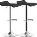 VECELO Bar Stools Set of 2, Counter Bar Stools with Swivel Bar and Adjustable Height, Modern PVC Barstools Bar Chairs for Kitchen/Bar/Dining Room/Living Room/Party, Black