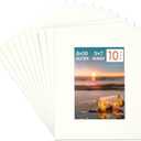 HOTUO 10 Pack Acid Free Ivory Picture Frame Mats, Pre-Cut 8x10 Picture Mats with Ivory Core Bevel Cut for 5x7 Photo, Signature Friendly 4 Ply Thickness Photo Mat for Frames/Artwork/Prints/Pictures (Off-white)