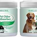 SMELLS BEGONE Air Freshener Odor Absorber Gel - 15 oz, Pack of 2 - Absorbs and Eliminates Odor in Pet Areas, Bathrooms, Cars, & Boats - Made with Essential Oils - Calming Rain Scent