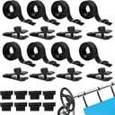 24 Pcs Pool Solar Cover Reel Attachment Kit, Solar Cover Reel Blanket Straps and Clips for Universal Inground Swimming Pool - Including 8 Adhesive Nylon Straps & Tabs, 8 Cord Plates, 8 Buckles