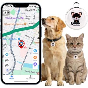 Smart GPS Tracker for Dogs|mini Easy to use Cat GPS Tracker|Waterproof and Drop-Proof|Real-time Positioning Smart Alarm pet Tracker|Extra Long Battery Life of 365 Day|No Subscription (Android & iOS)