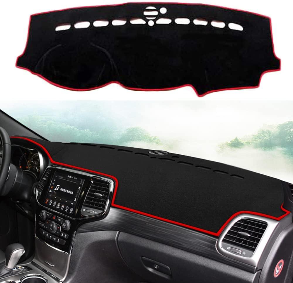 YOFAMO Dashboard Cover Dash Cover Mat Pad Carpet Custom for Jeep Grand Cherokee 2011-2021 Accessories(NOT for Jeep Cherokee & Grand Cherokee L) Anti-Skid Center Console Protector Cover Mat(Red Edge)
