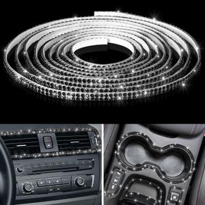 Kingdder 16.4 ft Bling Car Trim Self Adhesive Bling Car Accessories for Women Rhinestone Strip Glitter Diamond Sticker DIY Line Molding Dashboard Decal Shiny Auto Stuff for Interior Exterior Decor (Black)