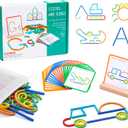 142pcs Wooden Pattern Blocks Montessori Smart Sticks Wooden Tangram Puzzle STEM Toy Activities Preschool Brain Teaser Montessori Toys Gift for 3 4 5 Years Old Kids Boys Girls