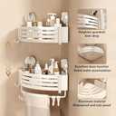 VOLPONE Corner Shower Caddy Suction Cup Shower Shelf Corner No Drilling Bathroom Shower Organizer Storage Rack Adhesive with Towel Bar Hooks(2-Pack, Ivory)